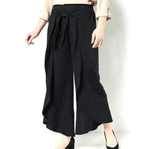 NEW Truth + Style QVC Flounced Stretch Woven Pants in Black L Petite
